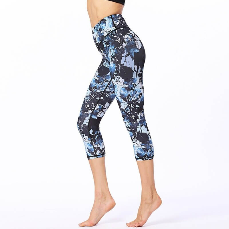 Floral high waist sports leggings for women and girls, perfect for yoga or fitness, designed in breathable fabric.